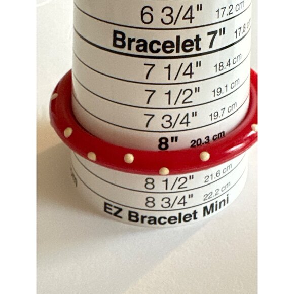 Red Polka Dot Acrylic Bangle Bracelet 8" Diameter Round Classic Design Dippy Dot - Picture 4 of 5